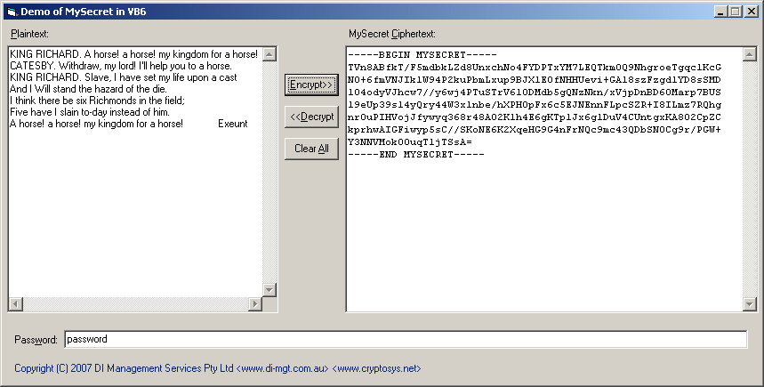MySecret VB6 Demo